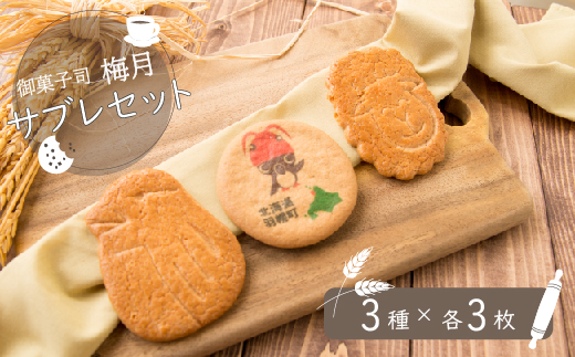 御菓子司梅月サブレセット（3種×各3枚）【1110101】