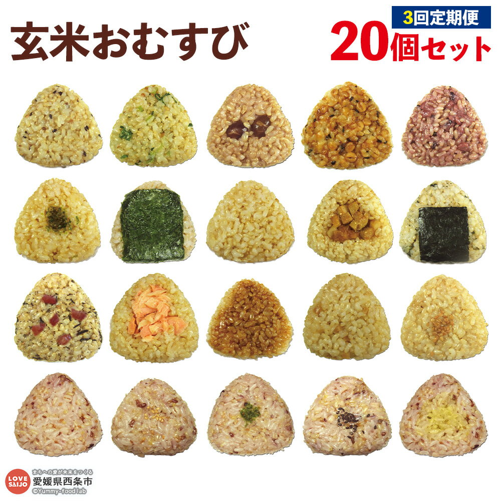 【ふるさと納税】＜玄米 おむすび 定期便 20個×3回＞- おにぎり 冷凍 鶏 チーズ 鮭 カレー 玄米おむすび玄むす屋 かんこめ 愛媛県 西条市『入金確認後、翌月末までに第1回目を出荷』
