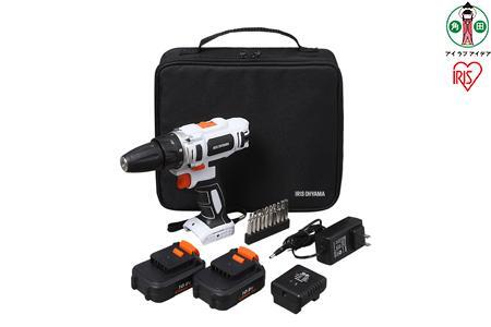 電動ドライバー 10.8V 充電式 バッテリー2個セット ソフトケース付 充電式ドライバドリル アイリスオーヤマ 家電 電化製品 ビット10本 バッテリー2個付き コードレス 軽量 JCD28-C