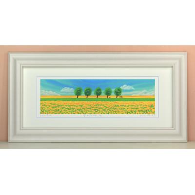 ふるさと納税 川口市 栗乃木ハルミ版画額装品「菜の花畑3」