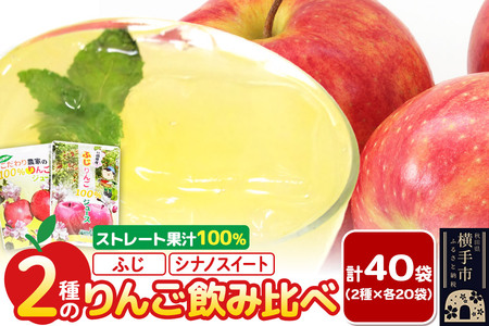 2種のりんごジュース飲み比べセット（ふじ、シナノスイート）合計40袋（2種×各20袋）