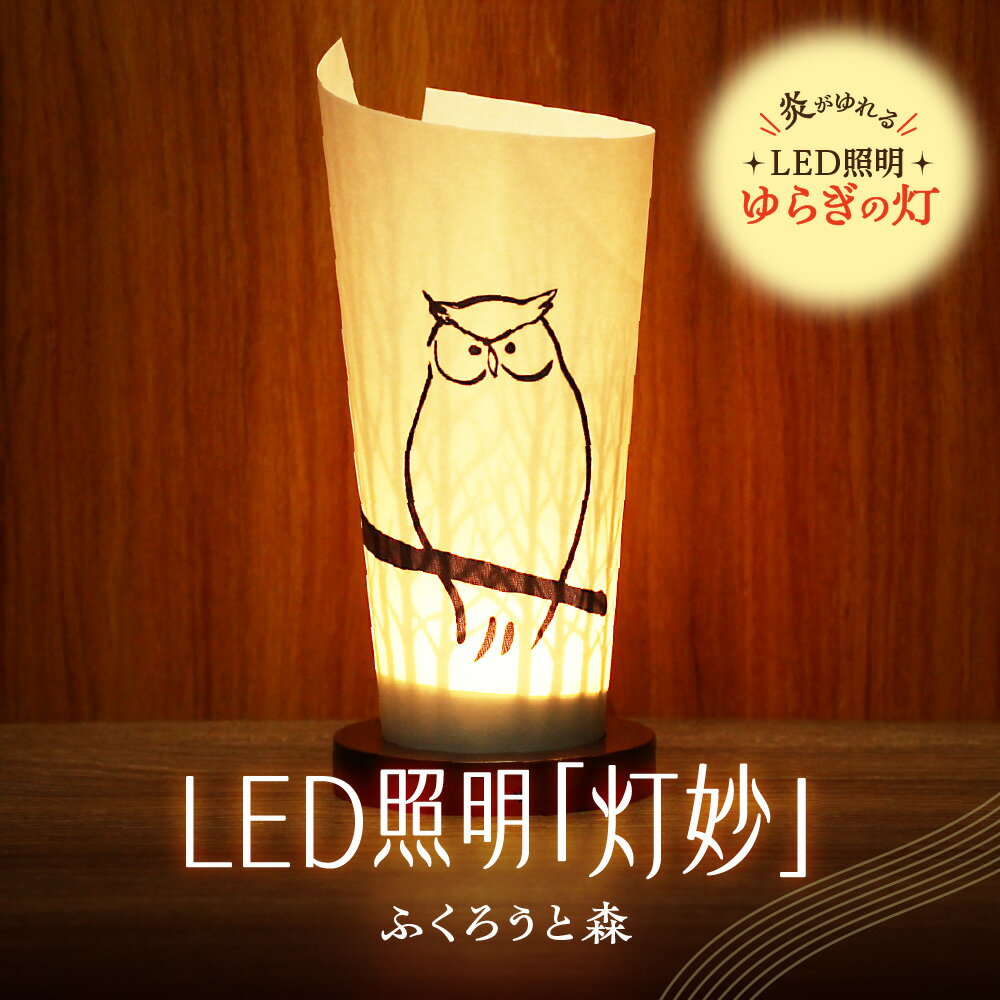 【ふるさと納税】 ライト 炎がゆれる LED照明 ふくろうと森 日本古来の燭台 ゆらぎの灯 灯妙 明るさセンサー付き 室内専用 USB電源 日本製 LED 照明 ランプ シェード インテリア 雑貨 日用品 工芸品 お土産 リラックス 癒し おしゃれ 北海道 札幌市