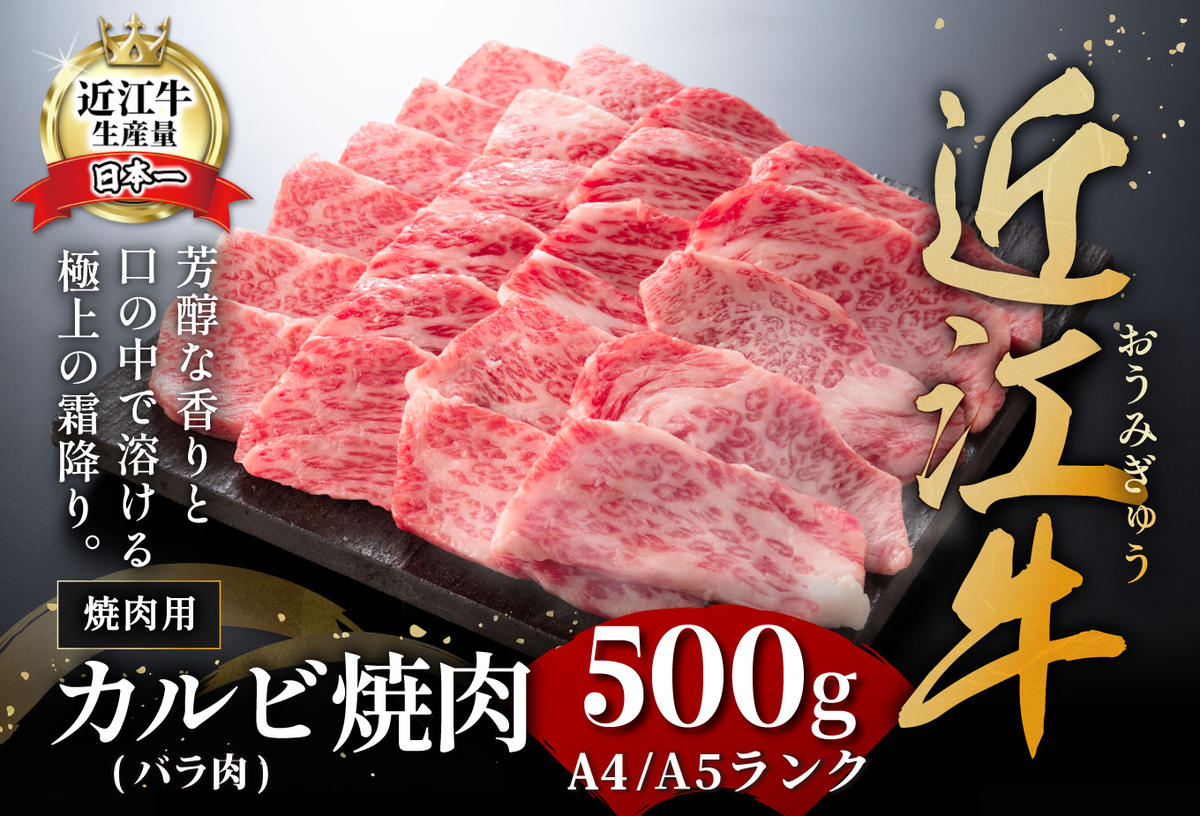 【4等級以上】厳選　近江牛　カルビ　焼肉【500g】【BS02W】