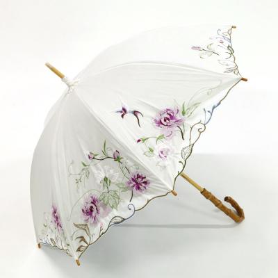 ふるさと納税 京都市 【シノワズリーモダン京都】女優日傘プレミアム 芍薬刺繍かわず張り逃熱日傘(ホワイト)