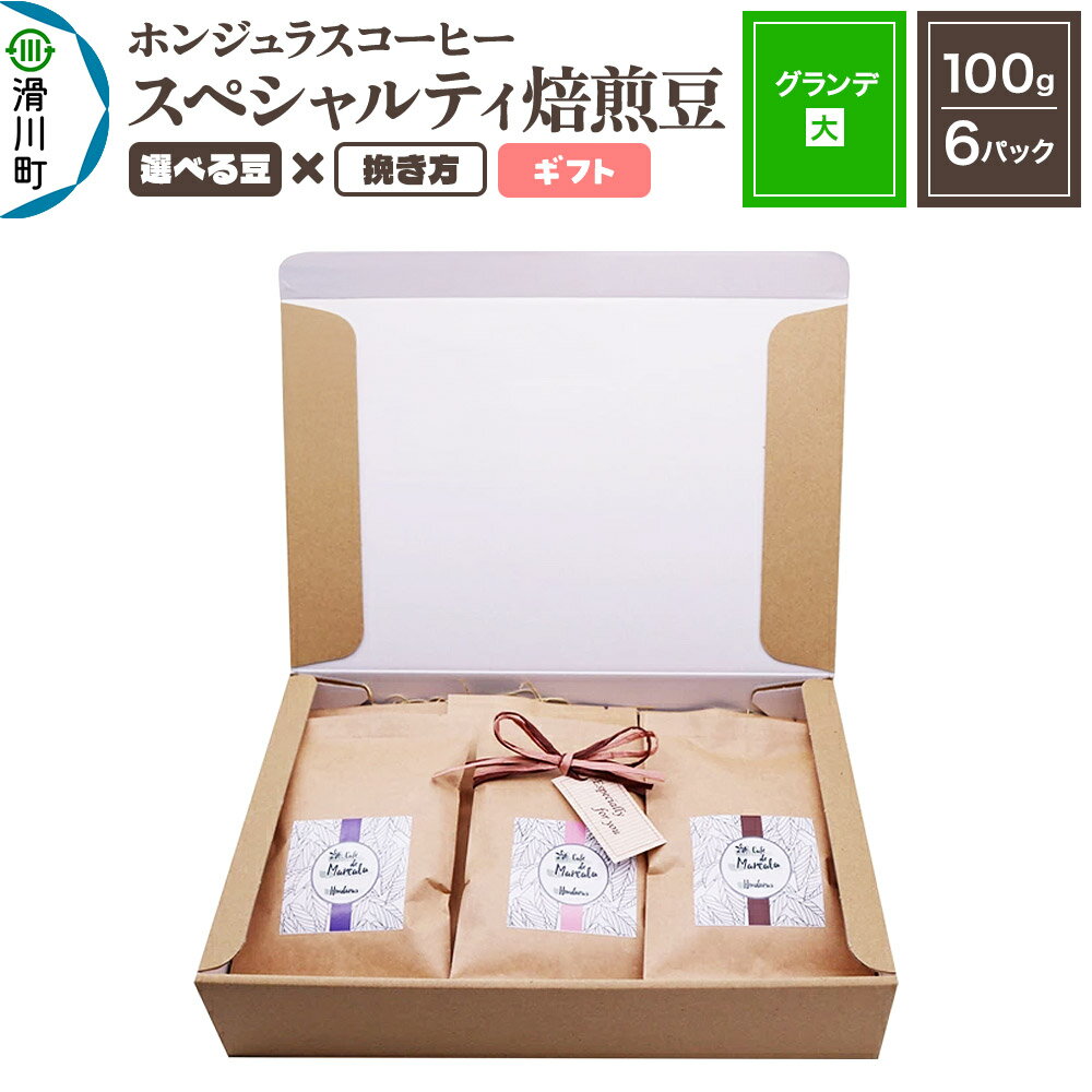 【ふるさと納税】コーヒー豆 自家焙煎 ホンジュラス スペシャルティコーヒー ギフトセット【グランデ】【選べる豆×挽き方】焙煎豆100g×6パック