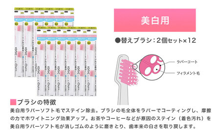 歯ブラシ 美白用ラバーソフト毛 替えブラシ 24本