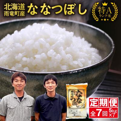 ふるさと納税 雨竜町 定期便 北海道産 ななつぼし 精米 定期便 5kg 7回 特A 雨竜町 お米 米 厳選 人気