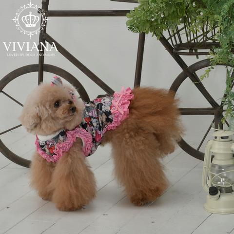 
                  ドッグウェア「VIVIANA」リボン&くま柄フリルタンクトップ　/　Pink
                