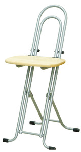 F153(ナチュラル/シルバー) ルネセイコウ　W-150Tベストホビーチェア（ナチュラル/シルバー）【椅子 チェア 座面 天然木 高さ調整 無段階 折りたたみ 小ぶり 日本製 大阪 八尾市】