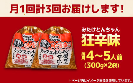 【3回定期便】 「元祖みたけとんちゃん」 狂辛 味噌漬け ミックスホルモン 2袋 / モツ もつ 白もつ ホルモン 辛口 / 御嵩町 / 藤よし[AVAA064]