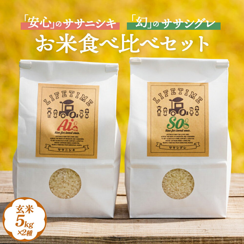 【ふるさと納税】 米 食べ比べSET ササシグレ 玄米 5kg ササニシキ 玄米 5kg ささしぐれ ささにしき お米 コメ こめ おこめ ご飯 ごはん 希少 優しい 甘み