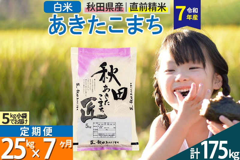 【白米】＜令和7年産＞ 《定期便7ヶ月》秋田県産 あきたこまち 25kg (5kg×5袋)×7回 25キロ お米 匠 |02_snk-010907s