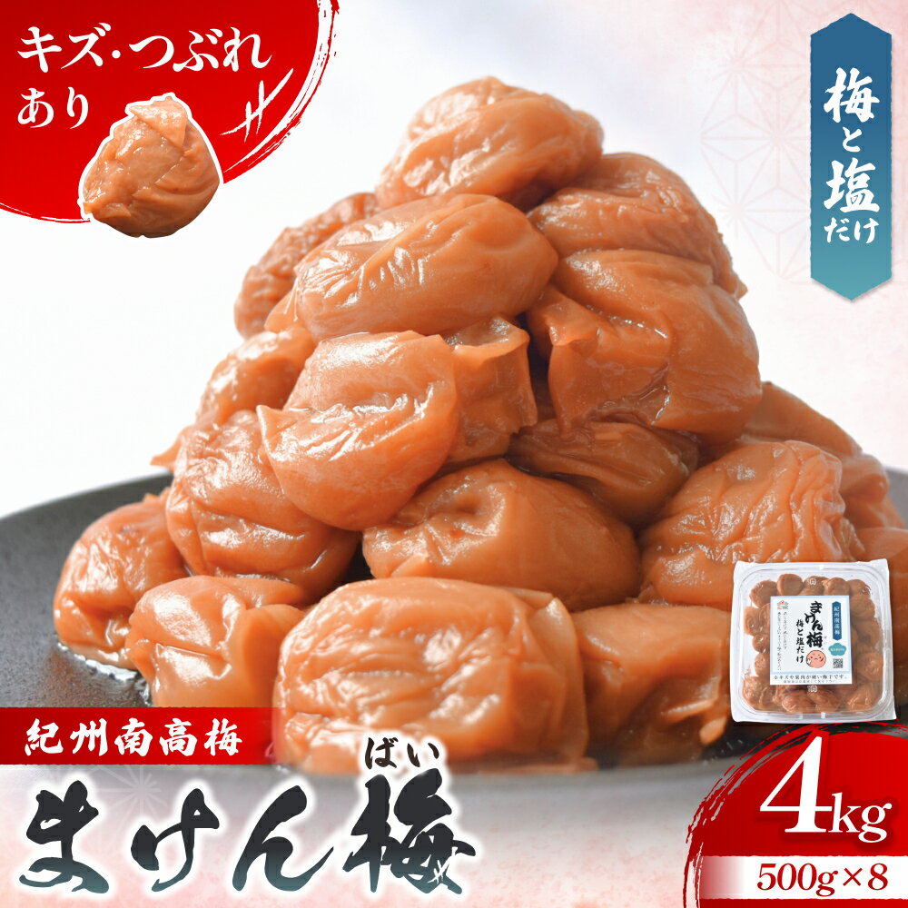 【ふるさと納税】訳あり梅干し まけん梅 梅と塩だけ 4kg（500g×8）| 訳あり 梅干 紀州南高梅 南高梅 梅 うめ ウメ 塩 ご家庭用