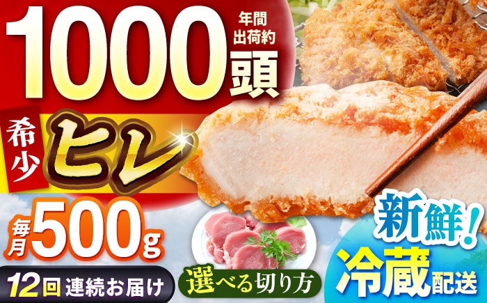 
            【全12回定期便】【選べる切り方】ええやんさくらポーク 小林ファーム 豚肉 ヒレ 500g   /亀山市/小林ファーム 冷蔵 ヒレ [AMAB031]
          