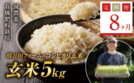 《定期便8ヶ月》減農薬・有機肥料栽培 西会津産米コシヒカリ 玄米 5kg F4D-1207