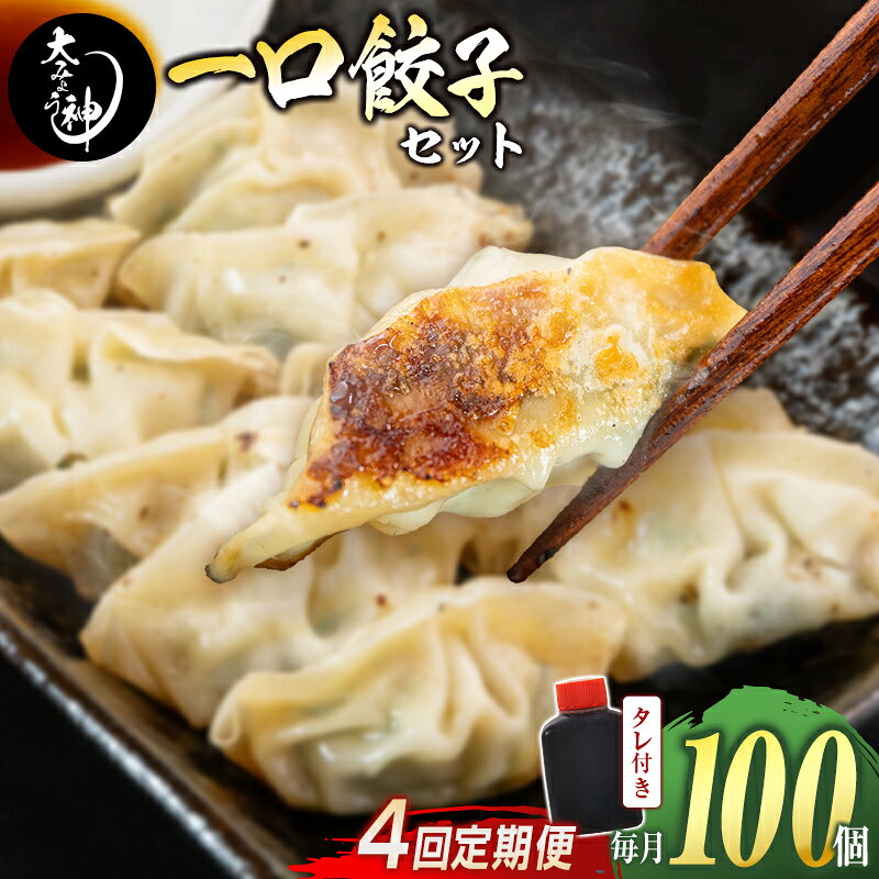 【ふるさと納税】＜定期便・全4回＞「一口餃子の大明神」一口餃子セット 100個 （50個入×2袋） タレ付き 毎月お届け