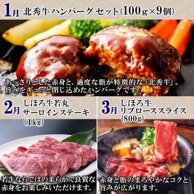 ふるさと納税 士幌町 定期便 北海道 牛肉づくし 全11回 ステーキ ハンバーグ 頒布会【X36】 |  | 01