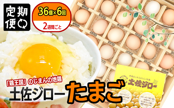 【定期便】土佐ジローたまご（1箱36個入）×6回  約2週間毎に1回