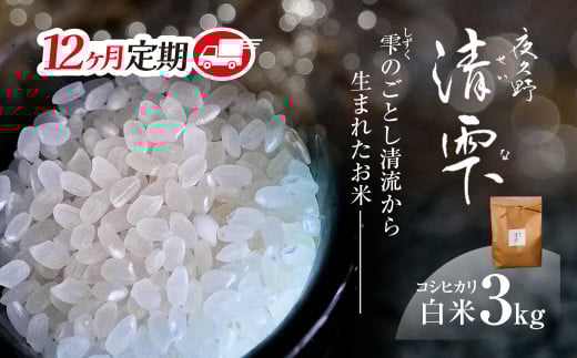 ＜令和7年9月末より発送予定！＞【12ヶ月定期便】京都夜久野産　清雫（せいな）　コシヒカリ＜白米3kg×12回＞/  令和7年度産 先行 定期 3kg 収穫 12回 白米 夜久野 京都 京都府 福知山 FCDB028