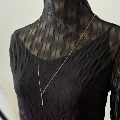 ふるさと納税 大津市 【10金 ラボダイヤネックレス 0.095ct】70cm ロングバーペンダント 優しい透明感 K10 |  | 01