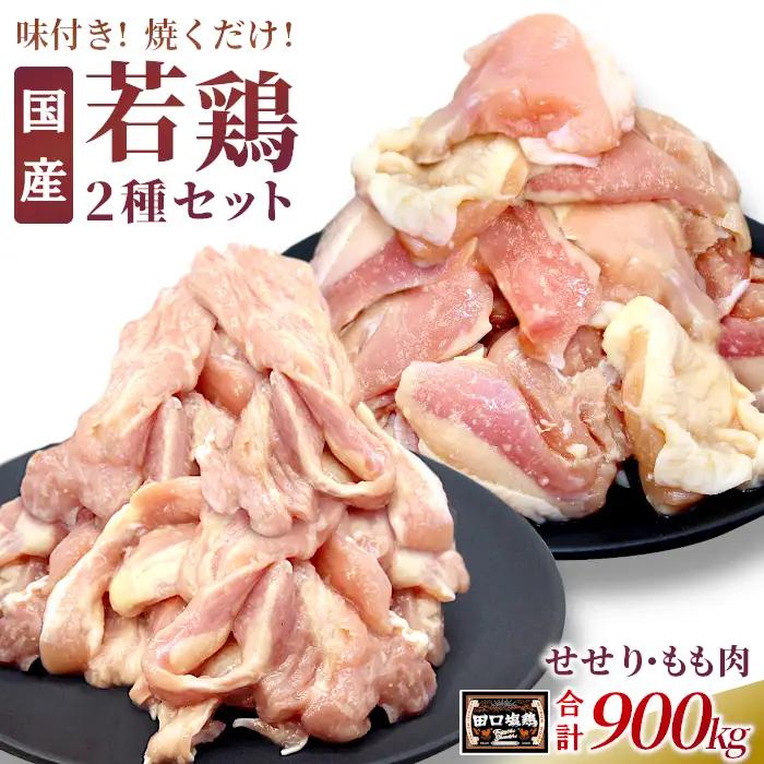 奥三河どり使用！ 田口塩鶏 国産 若鶏味付け肉 2種セット（せせり・もも肉）合計900g もも肉 500g せせり 400g 塩ダレ 味付け肉 鶏肉 鶏 肉 キャンプ バーベキュー 味付け肉 大容量 手軽 焼くだけ 地鶏 焼肉 焼き鳥 -171