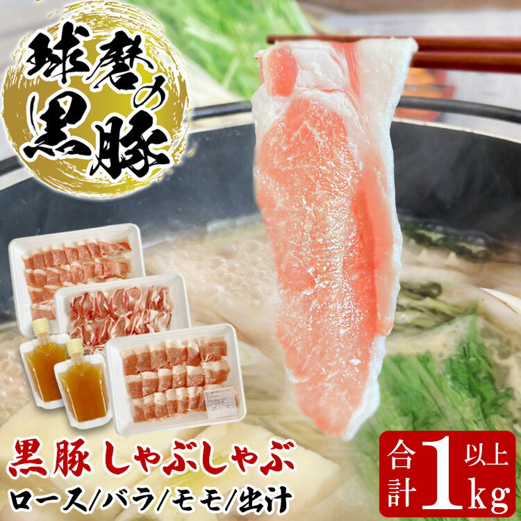 【ふるさと納税】球磨の黒豚 しゃぶしゃぶ 豚肉 ロース バラ モモ 出汁 セット 1kg 【ロース300g バラ360g モモ360g 出汁180ml×2】 黒豚 しゃぶしゃぶ 肉 熊本県産 六白黒豚 熊本県【お届け時期：入金確認後20日前後】
