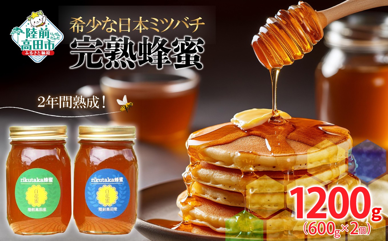 
                  【先行予約】 2年間熟成！ 希少な日本ミツバチ完熟蜂蜜 600g×2個 セット 【 数量限定 はちみつ ハチミツ 岩手県 陸前高田市 】 2026年7月頃から発送予定 RT1534
                
