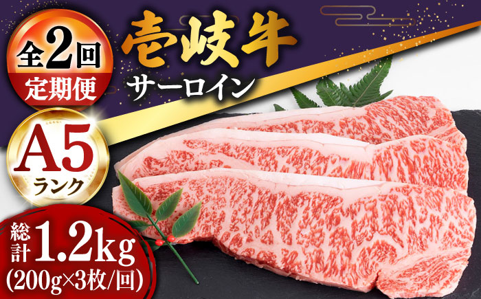【全2回定期便】特選壱岐牛サーロインステーキ 200g×3枚 [JDD037]