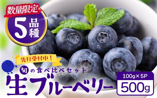 
                  【2027年先行予約】南大隅産 (生) ブルーベリー 食べ比べセット  (5品種を1パックずつ)  100g×5P BO-2｜ ブルーベリー 生 大粒 小分け 旬 産地直送 果物 フルーツ くだもの 新鮮 農園 冷蔵  鹿児島県 南大隅町 本土最南端からお届けします！
                