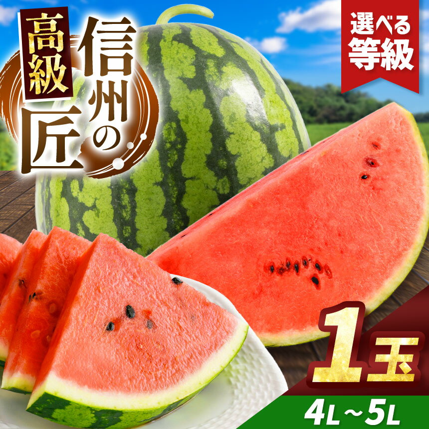 【ふるさと納税】先行予約【選べる】信州波田産 高級スイカ！信州の匠 4L～5Lサイズ 1玉｜ふるさと納税 長野県 信州 松本 果物 フルーツ すいか スイカ 西瓜 特選 季節限定 甘い くだもの ふるーつ