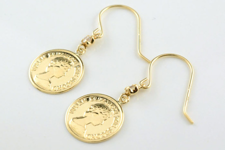 コイン型 フックピアス k18 ダイヤモンド エリザベス 薄型 no.714472430 [シエロ 山梨県 中央市 21471015] ピアス ジュエリー アクセ アクセサリー K18  ゴールド