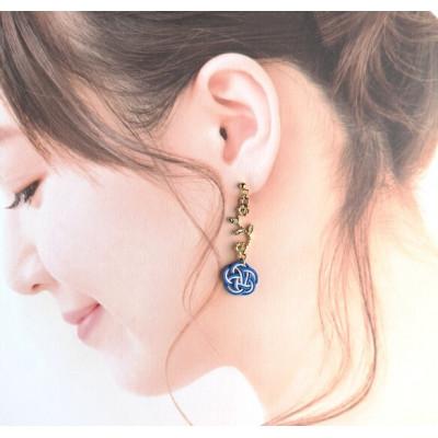 ふるさと納税 京丹後市 *瑠璃色*　『花時』アシンメトリーピアス/水引ピアス |  | 02