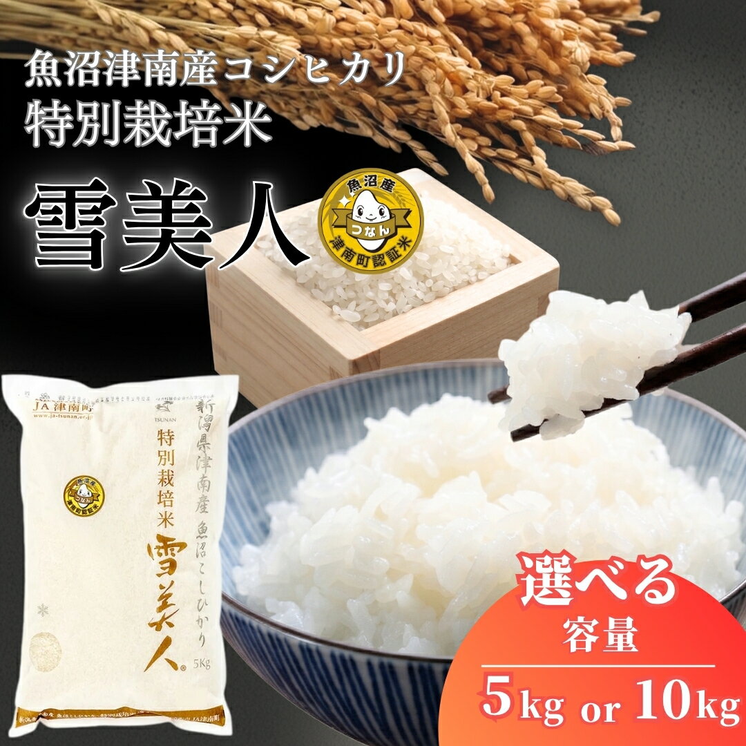 【ふるさと納税】令和7年産 魚沼産コシヒカリ 雪美人 5kg 10kg 選べる容量 雪美人 特別栽培米 | 白米 精米 こしひかり こめ コメ お米 おこめ おすすめ 人気 ギフト プレゼント 新潟県 津南町