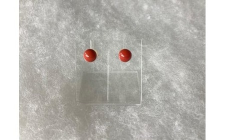 【珊瑚】ピアス 赤玉珊瑚 K18G