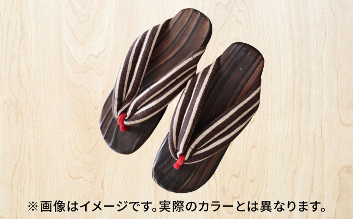 【選べるサイズ】日田下駄杉 紺色系(ビーチ) 25～27.5cm　日田市 / 月隈木履工業所　日田杉 外履き サンダル [ARBJ008]