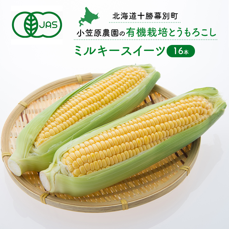 小笠原農園の有機とうもろこし「ミルキースイーツ」16本【北海道十勝幕別】《2026年8月出荷開始先行予約》【 スイートコーン コーン とうもろこし とうきび 黄色 野菜 夏 北海道 幕別町 】 