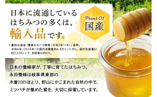 はちみつ 国産 非加熱 生はちみつ 蜂蜜 純粋 百花みつ 4本 ( 300g ) | 非加熱はちみつ 純粋はちみつ ハチミツ ハニー 国産 日本製 無添加 お取り寄せ ギフト 贈答用 百花はちみつ 永