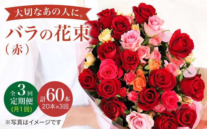 
【3回定期便】【記念日には バラ を送ろう】 バラ の 花束 （赤） 花 花束 バラ ばら ブーケ 記念日 贈答 ギフト プレゼント ＜花工房るふらん＞ [CCR020]
