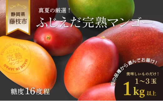【 先行予約 : 2026年7月頃より順次発送 】 完熟マンゴー 1kg 糖度約16度程 厳選 フルーツ 果物 国産 数量限定 マンゴー トロピカル フルーツ アーウィン マハチャノック ナンドクマイ 紅キンコウ キーツ 静岡県 藤枝市