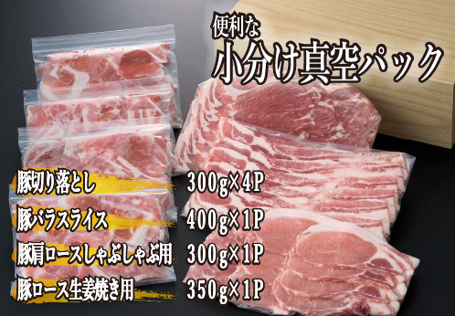 【部位4種食べ比べ！】九州産豚肉４種　贅沢セット　2.25㎏（国産 豚 豚肉 バラ ロース しゃぶしゃぶ 大容量 冷凍 送料無料）