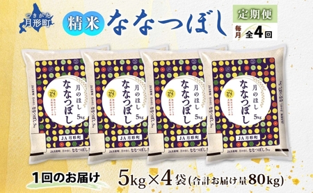 北海道 定期便 4ヵ月連続4回 令和5年産 ななつぼし 5kg×4袋 特A 精米 米 白米 ご飯 お米 ごはん 国産 ブランド米 おにぎり ふっくら 常温 お取り寄せ 産地直送 送料無料 
