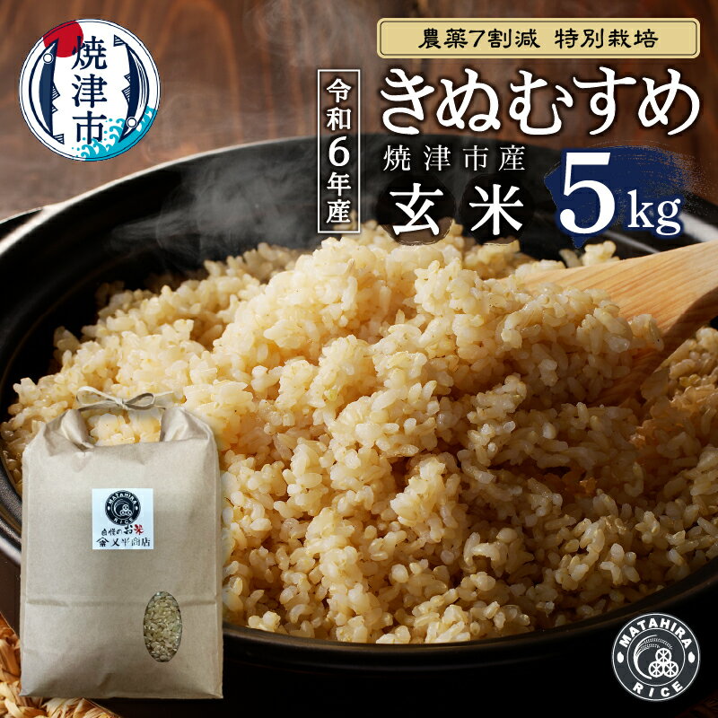 【ふるさと納税】 米 玄米 きぬむすめ 5kg 農薬7割減 特別栽培 安心 安全 こだわり 減農薬 ごはん 焼津 a25-060