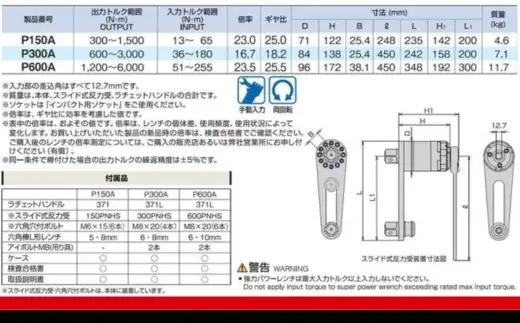 TONE トネ 強力パワーレンチ 差込角12.7mm(1/2") P300A &25.4mm(1") 3000N・m ( P300A ) 15001-40000062