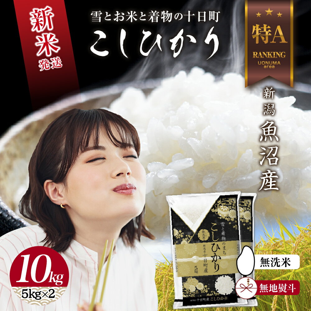 【ふるさと納税】 無地のし 無洗米 令和7年産 新潟県 魚沼産 コシヒカリ お米 10kg （5kg×2袋）精米済み（お米の美味しい炊き方ガイド付き）　お届け：入金確認後、順次発送