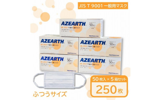 
不織布３層マスク[JIS T 9001 一般用マスク]　250枚【秋田県大仙市】
