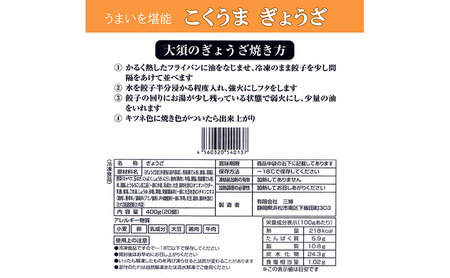 【定期便12回】浜松餃子 大須のぎょうざ［ 浜松ぎょうざ とまらぬコクと旨いを堪能！＜ こくうま味 ＞］× 5袋（1袋20個入、合計100個） 