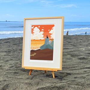 絵画 『 湘南ランドスケープ09：夕暮れのサザンビーチ 』 絵画【大/セピアカラー】