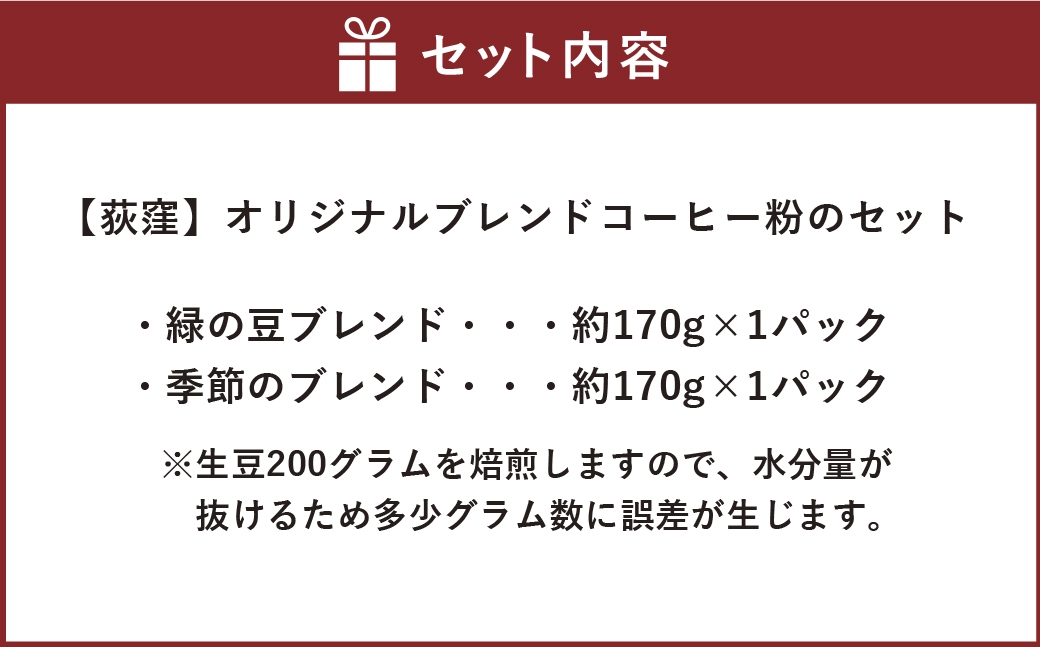 【荻窪】オリジナルブレンドコーヒー粉のセット