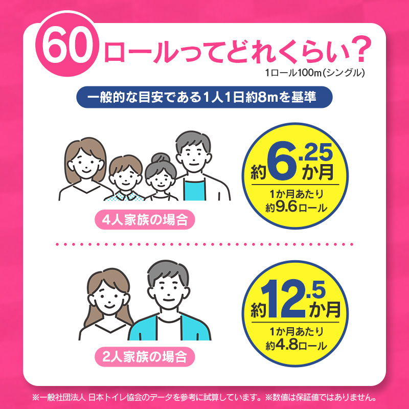 テゲバジャーロ宮崎×新富町 コラボ トイレットペーパー（ソフトロング）計60ロール 芯あり シングル 長持ち 日用品【B712】_イメージ3