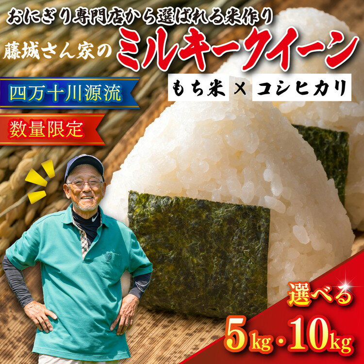 【ふるさと納税】【選べる容量】【おにぎり専門店御用達！】藤城さん家のミルキークイーン5kg・10kg【令和7年産】 ｜ ご飯 白米 お米 令和7年 定期便 令和7年産 精米済み 愛媛県鬼北町　※2025年9月下旬頃より順次発送予定